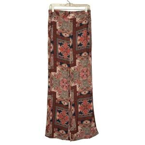 BCBGeneration orange spice printed wide legs pull on pants size Medium